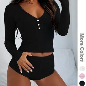 Black 2 Piece PJ Set